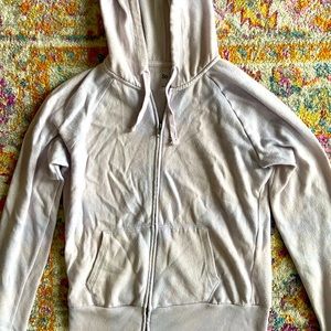 Lavender light purple zip up hoodie with finger holes